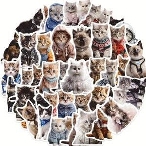 NIP! 50 Pieces of Adorable Realistic Cat and Kitten Stickers!
